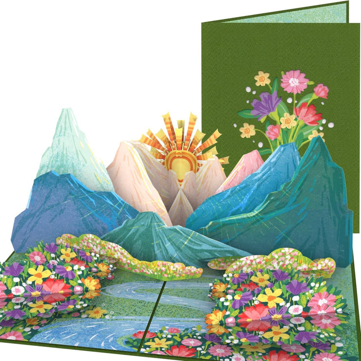 Wildflower Meadow & Mountains Pop Up Card