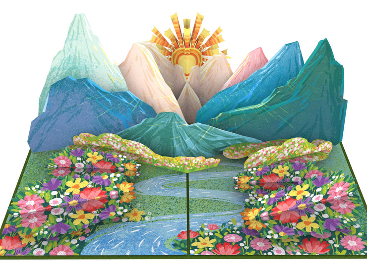 Wildflower Meadow & Mountains Pop Up Card